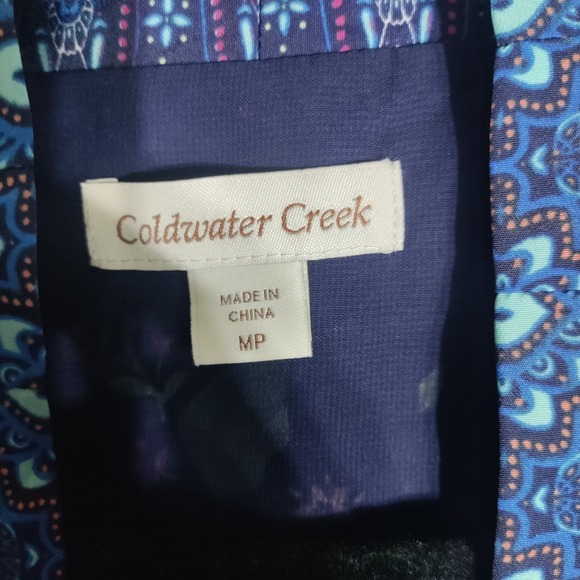 Coldwater Creek Blue Floral Kimono Top Sz MP Boho Hippie Fairycore - Picture 4 of 8